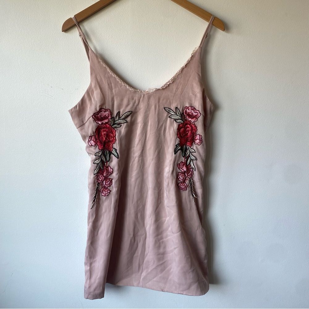 BlueBlush small embroidered floral rose mini dress